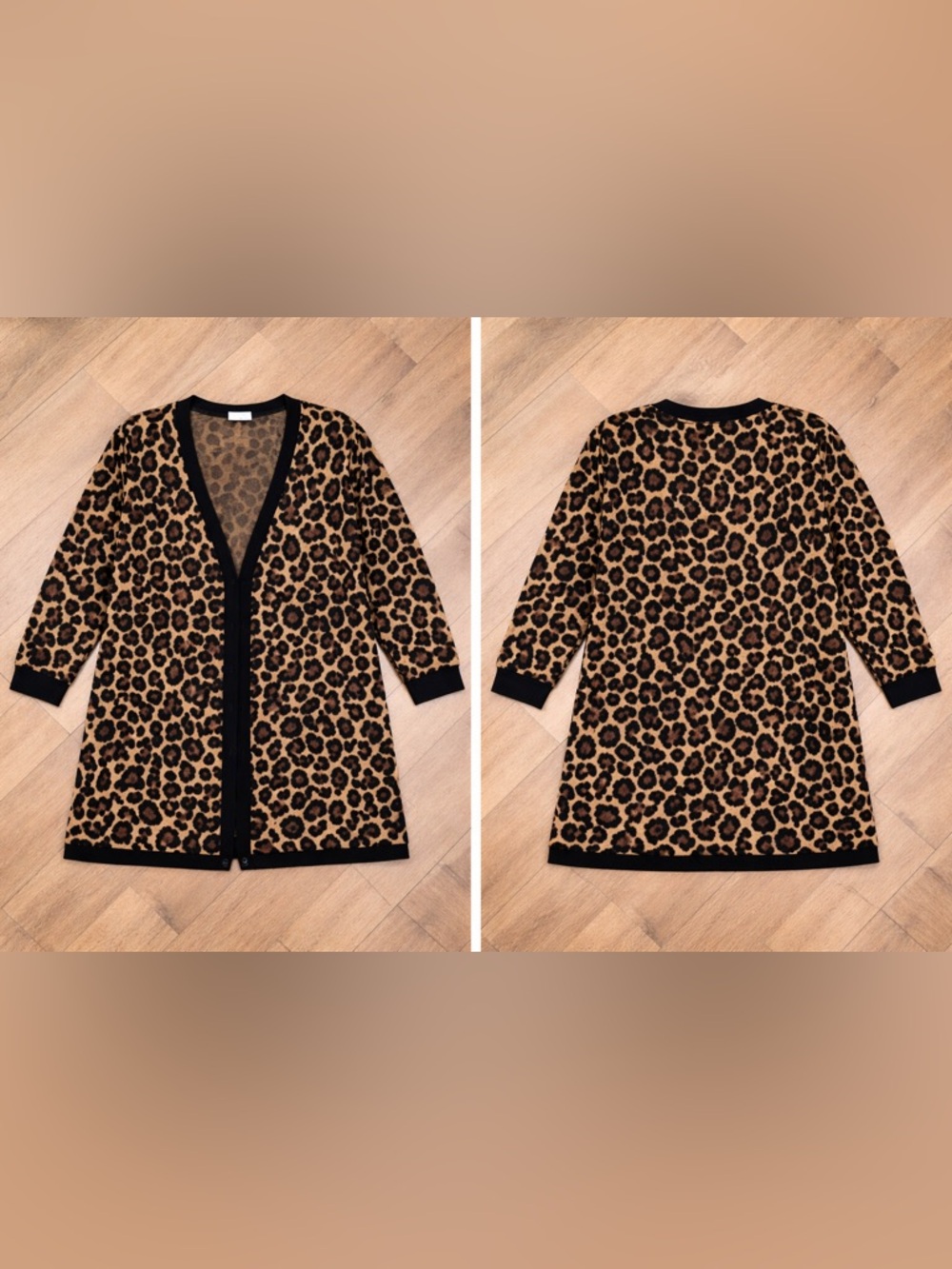 Woman Within Leopard Print Open-Front Cardigan - Black & Tan size 3X NWOT - Picture 2 of 5